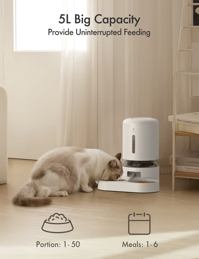 Petlibro Granary Wifi Dual foderbakke og foderautomat til kat (hvid)