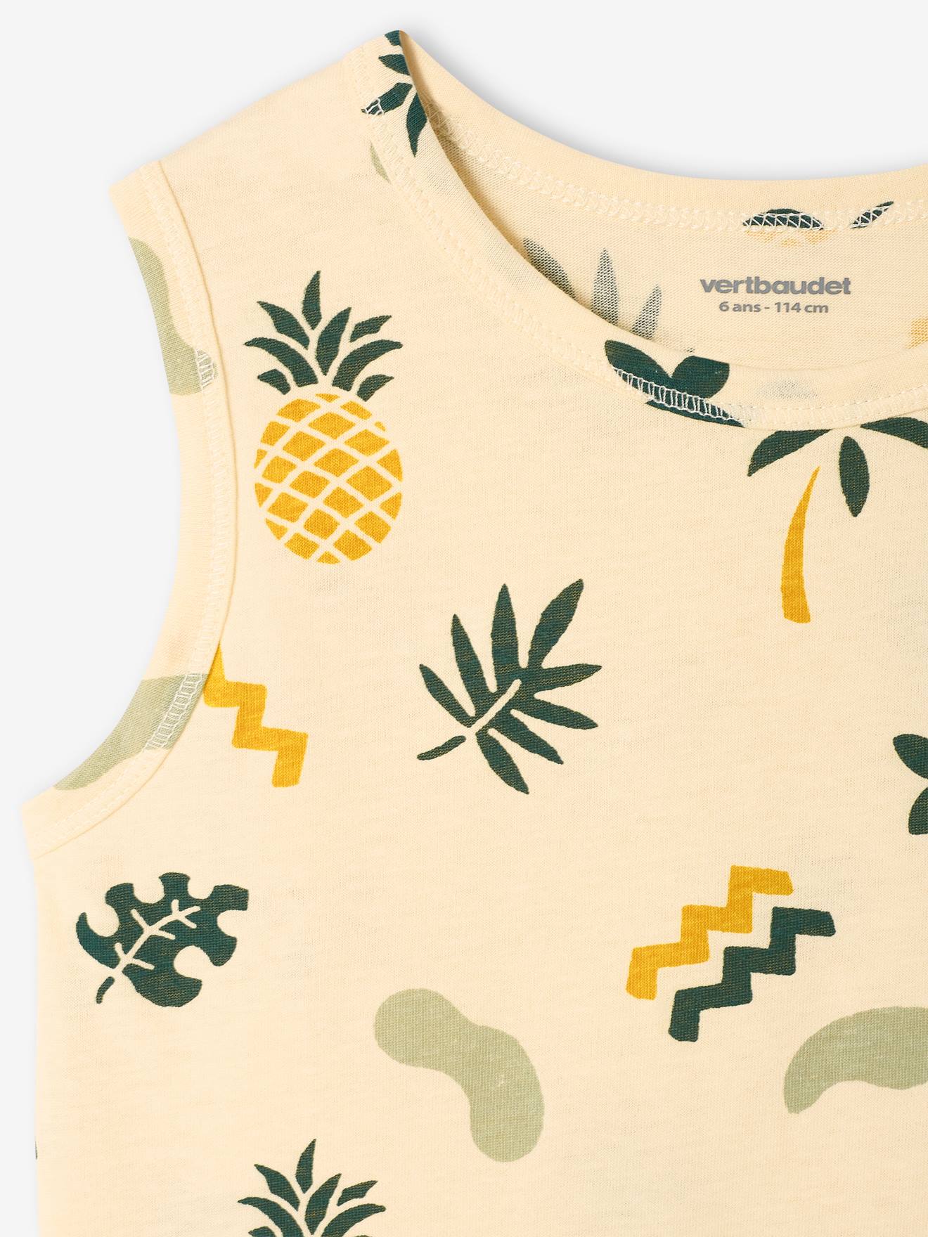 Camiseta regata com estampas gigantes para meninos, verde salgueiro