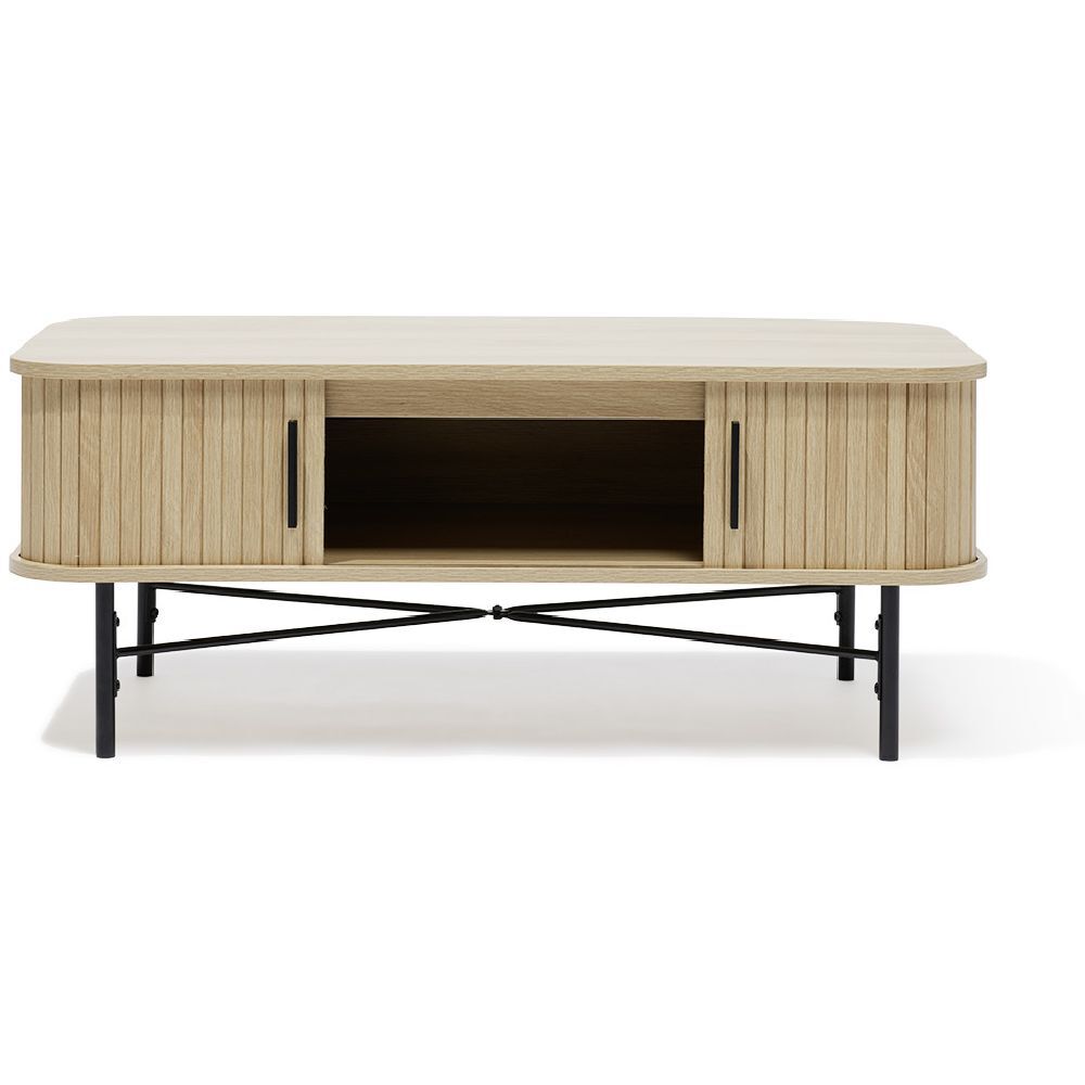 Table basse Grège bois naturel et noir - L100xH40xP50 cm