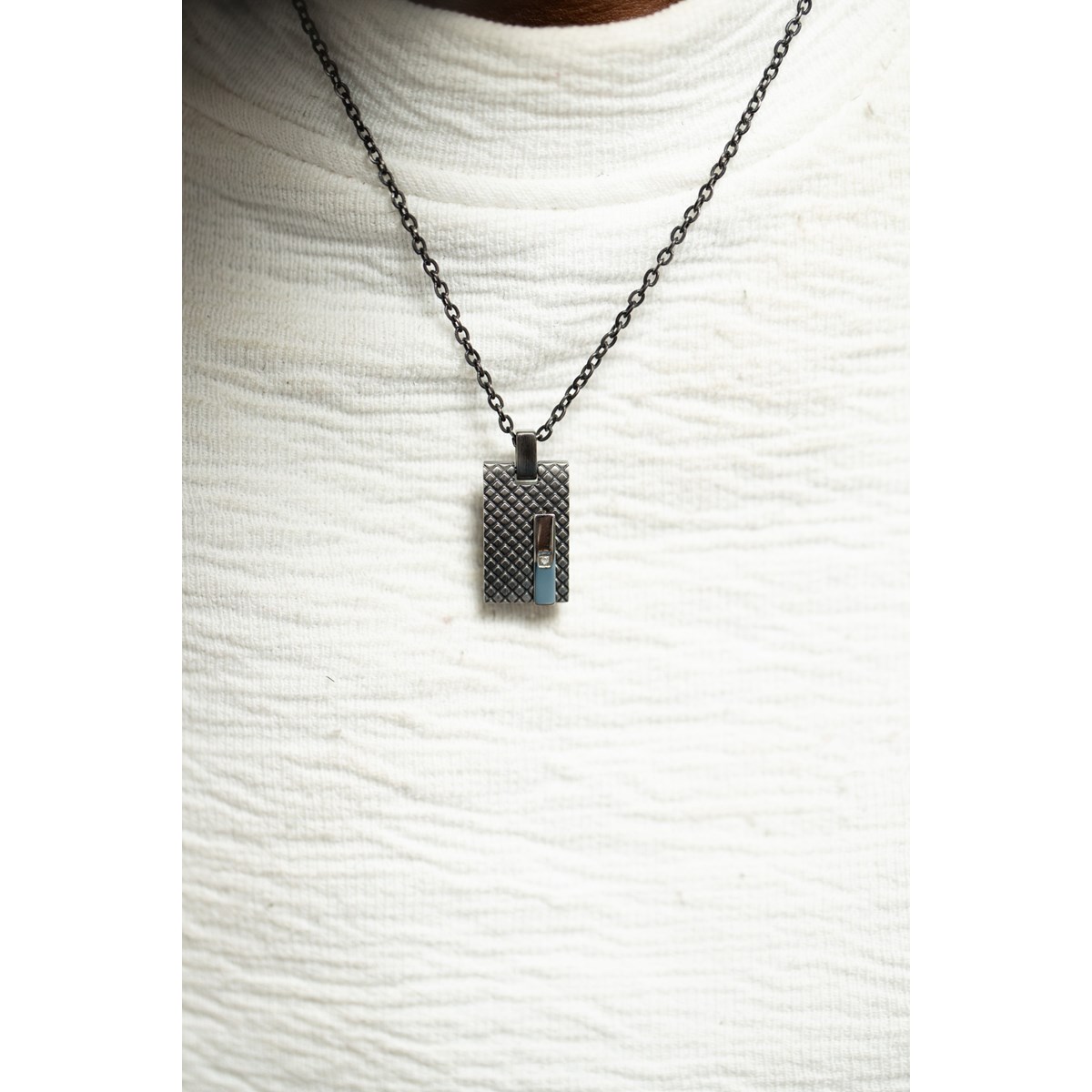 Collier mono-motif Balthazar en Acier 316L avec diamant blanc
