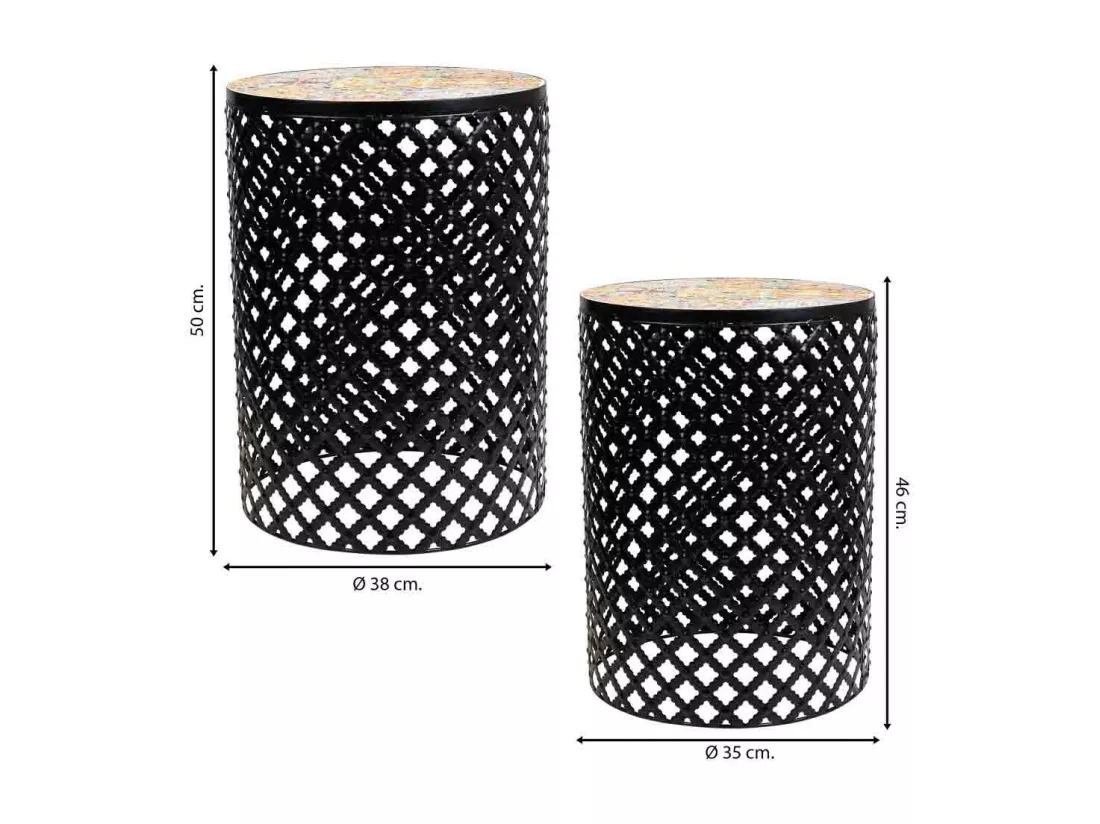 Ensemble de 2 supports en mosaïque et métal noirs