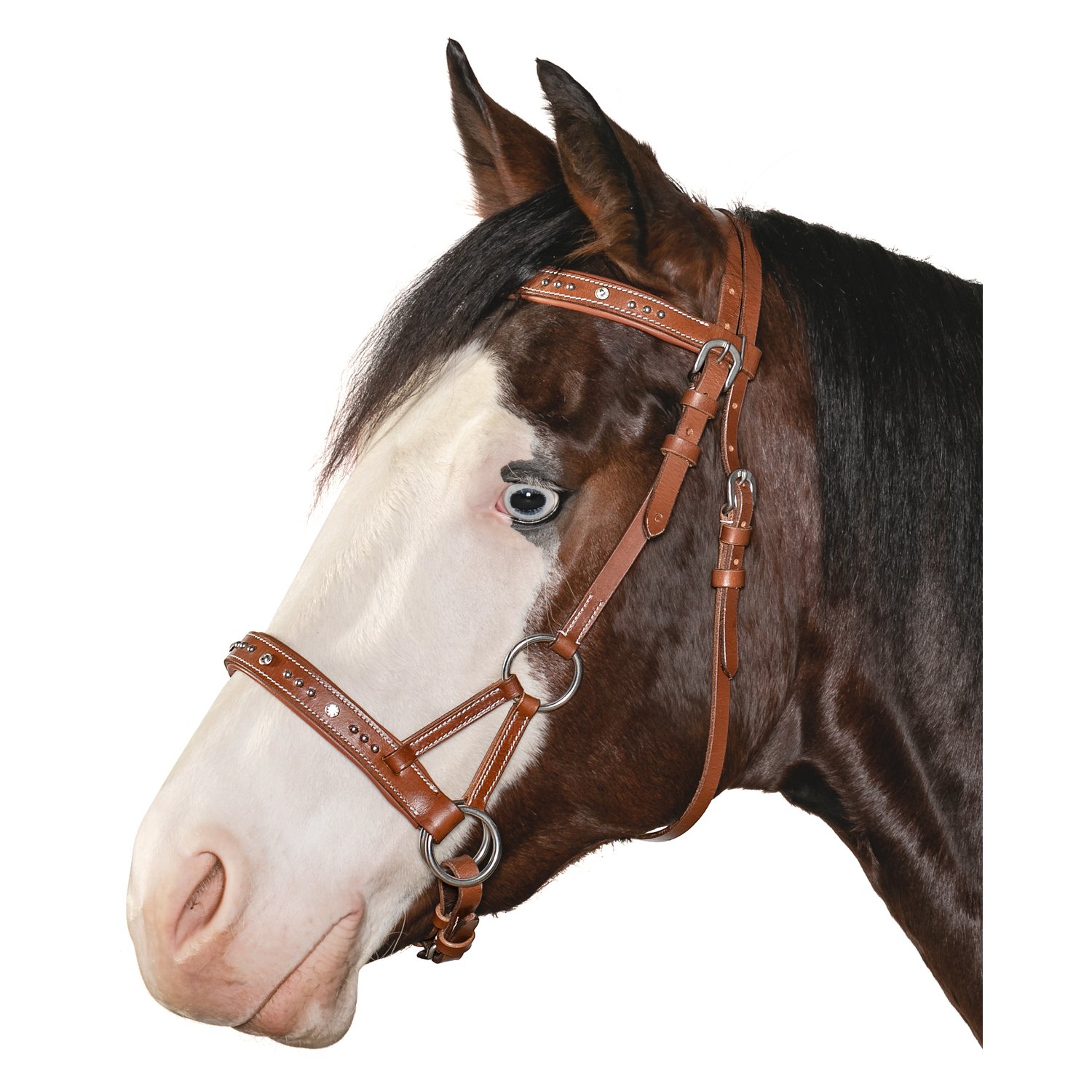 L-pro West Sidepull mit Nieten und Glitzersteinen  - brown
