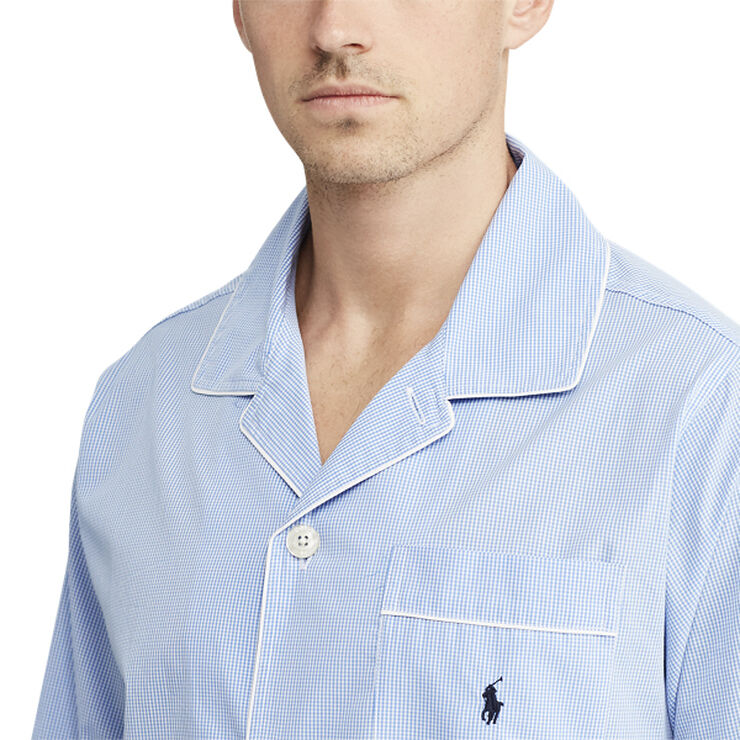 Polo Ralph Lauren Gingham Poplin Long Sleep Set Lyseblå