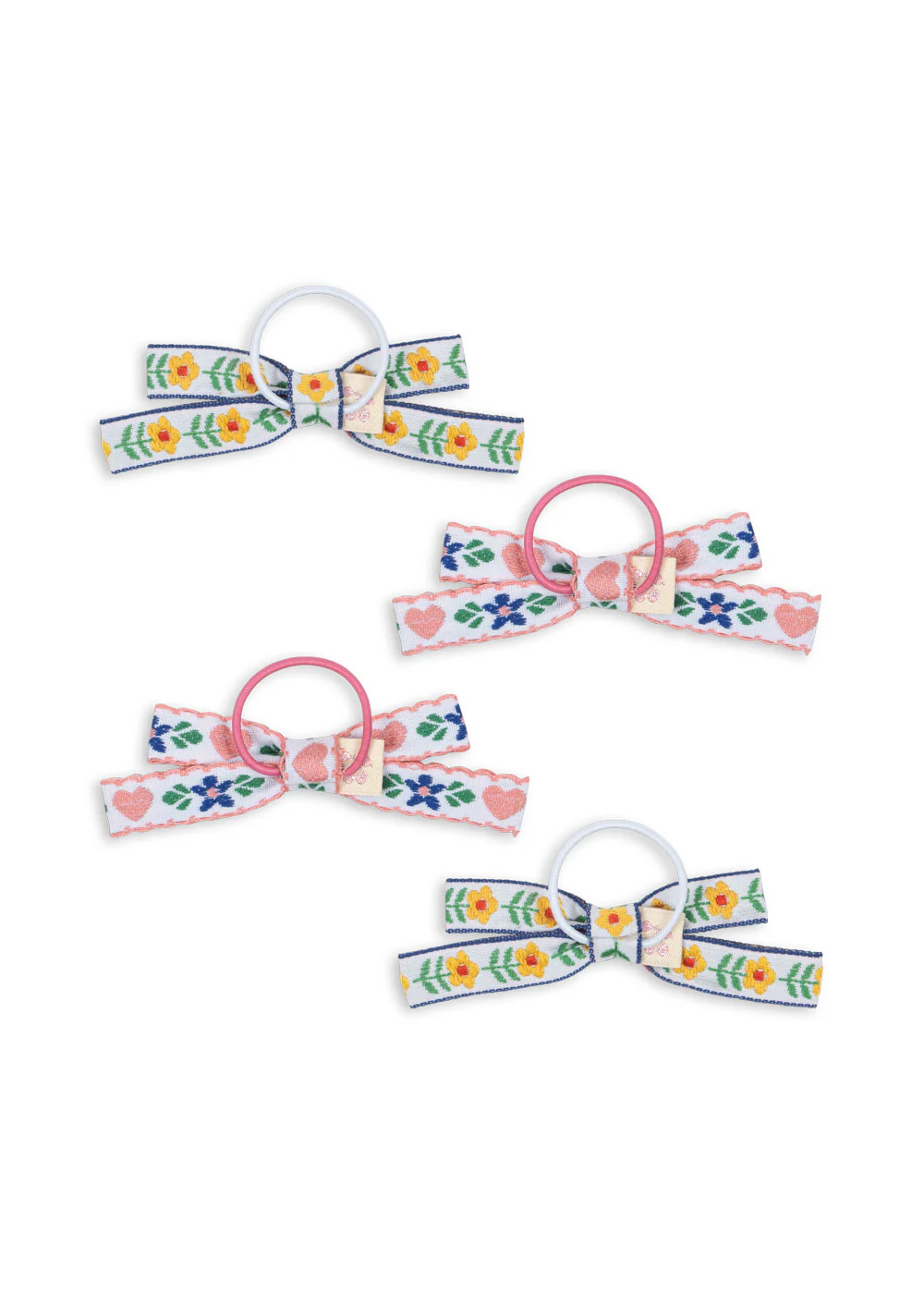 4 pak mini bow elastikker - white\/rose - OS