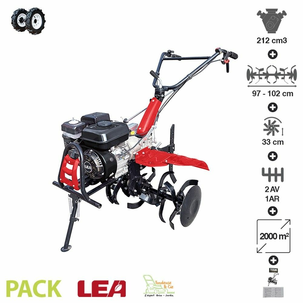 Motoculteur thermique roues agraires travail 102cm 2av-1ar lea le42212-97w21