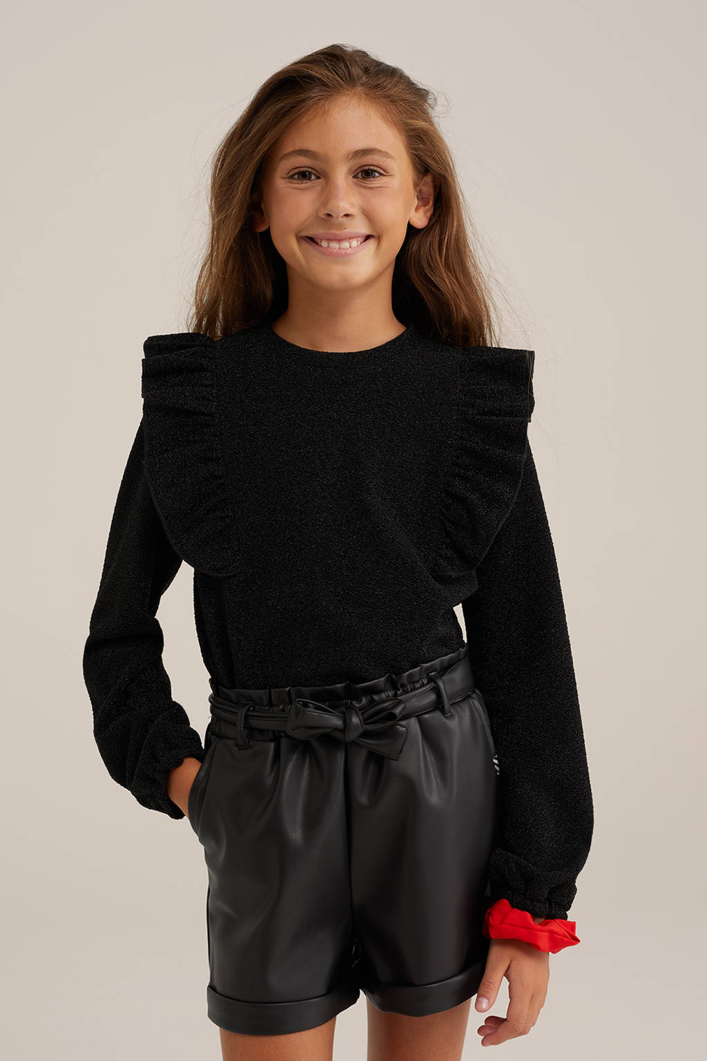 WE Fashion gemêleerde sweater black uni
