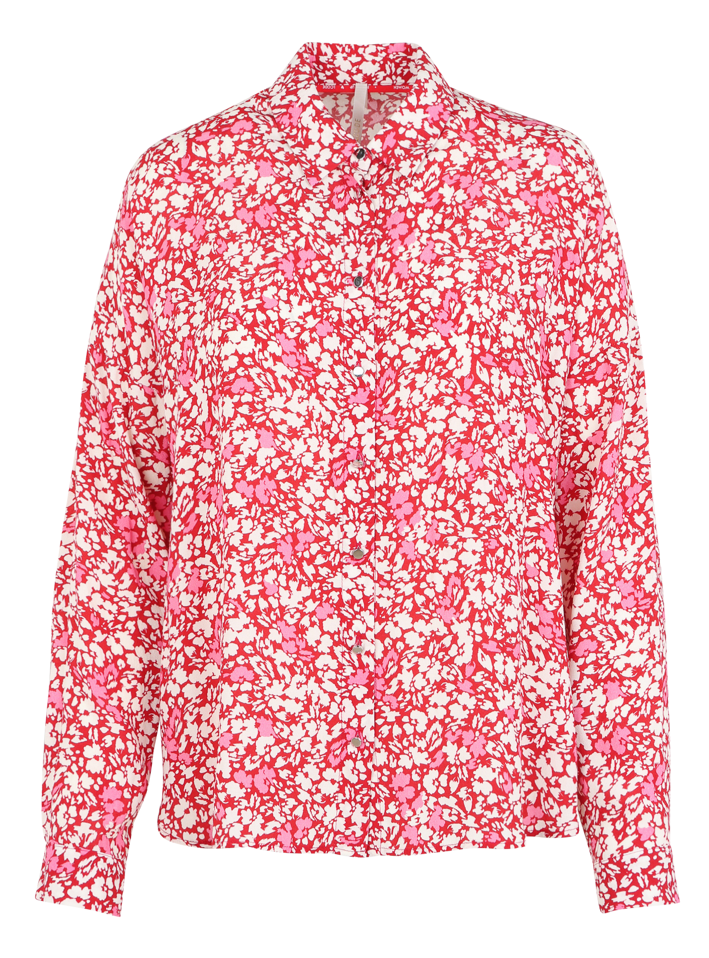 Chemise ample col classique à imprimé fleuri| Rouge