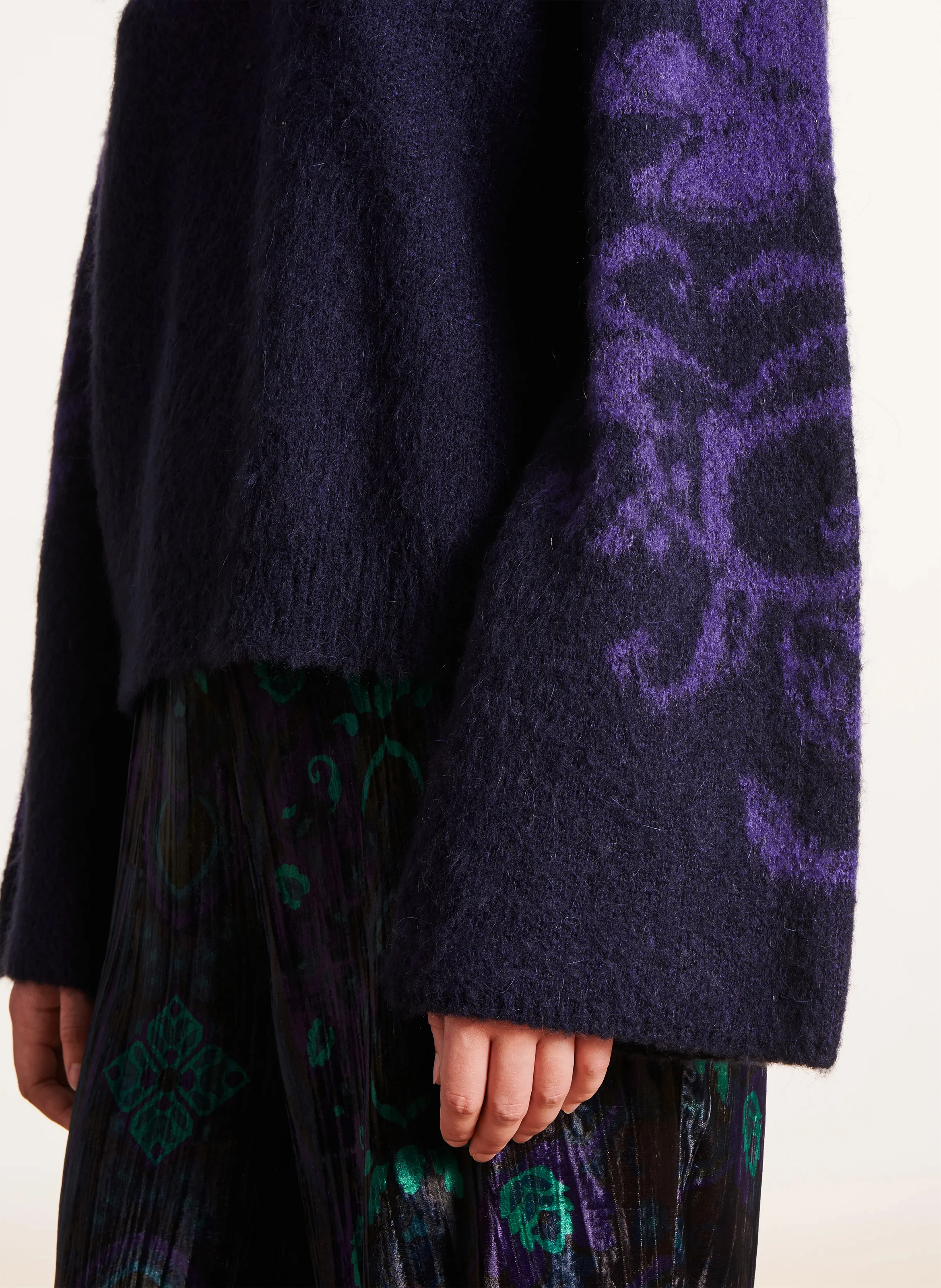 Pull col rond ample en jacquard imprimé | Multicolore