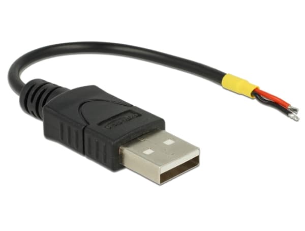 Delock - USB-kabel - USB (hann) til fastkoplet dobbelkabel - USB 2.0 - 5 V - 10 cm - svart
