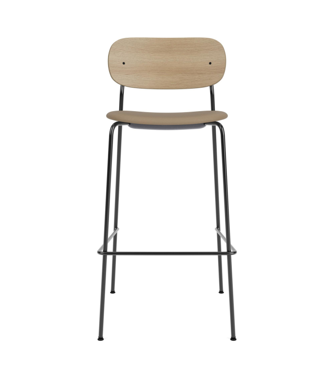 Audo Copenhagen Co Bar barkruk H105 zitting Bouclé 02 naturel eiken