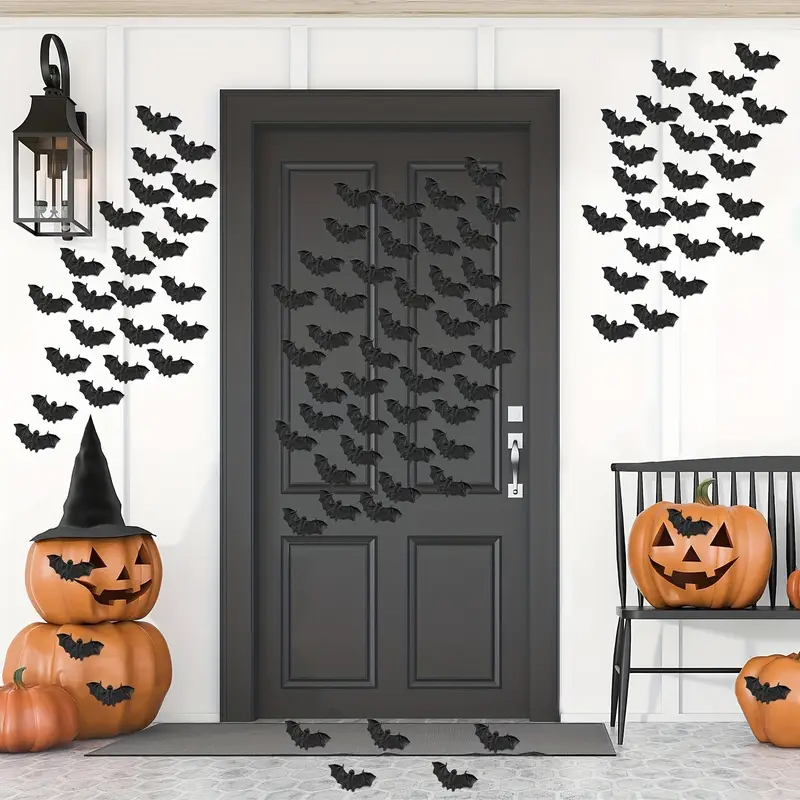 (20er Set) Miniatur Halloween Deko Mini Fledermaus Grusel Party Tischdekoration Bastel Zubehör für Kreative DIY Projekte - Schwarz