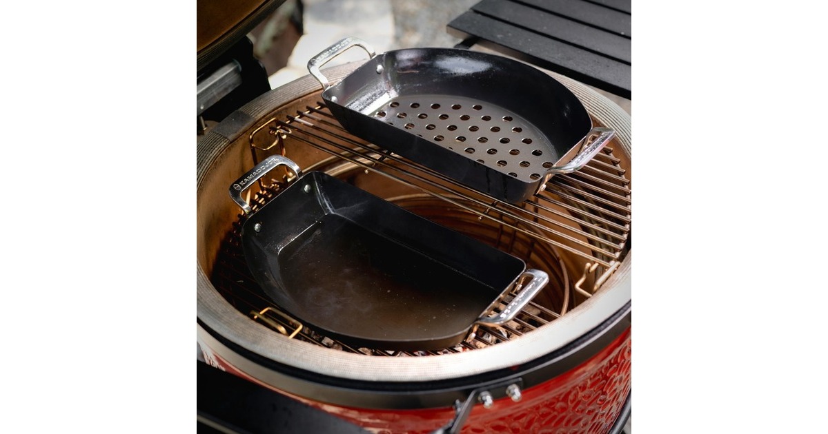 Kamado JoeKarbon Steel Half Moon Pan set bak-/braadpan