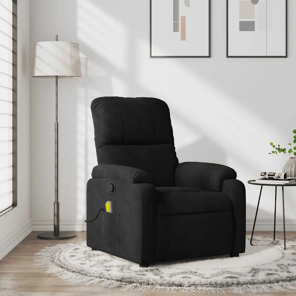 vidaXL - Massagestoel - Zwart - Microvezel
