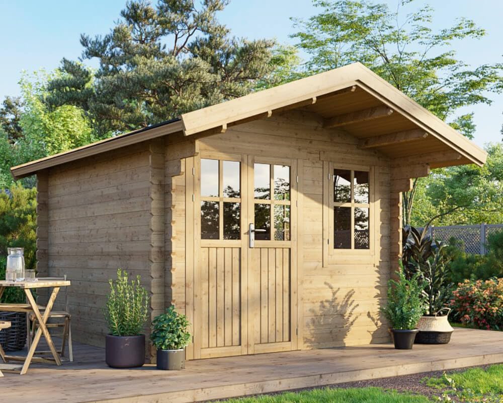 Gartenhaus Gerätehaus Holzhaus Blockhaus Schuppen 3x3 m 35mm