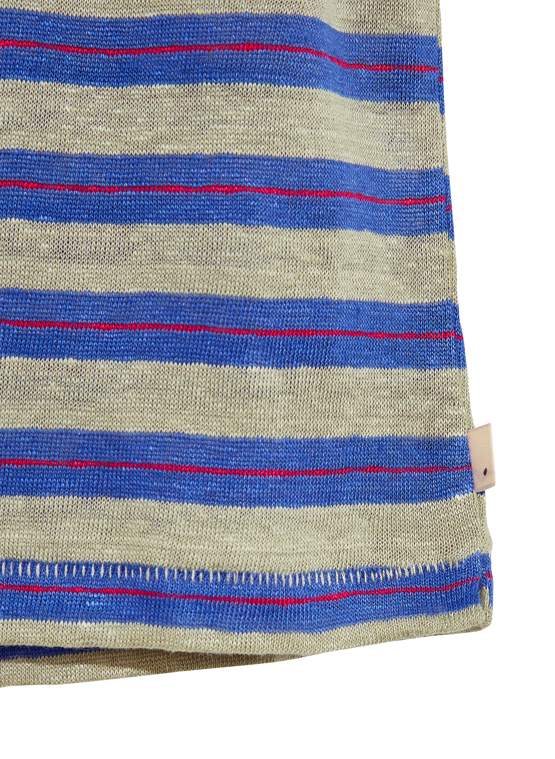 MOGO - Tee-shirt col rond rayé en lin| Bleu