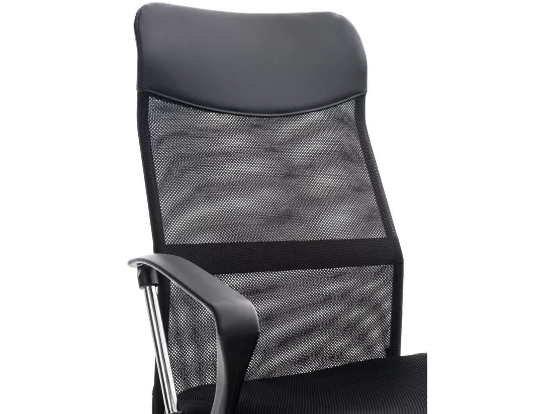 Chaise de bureau - Similicuir & Métal chromé - Noir - Washington