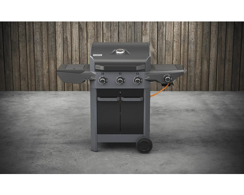 Tenneker® Carbon TG-3 U Gasgrill met 3 branders + zijbrander, gietijzeren rooster, zwart