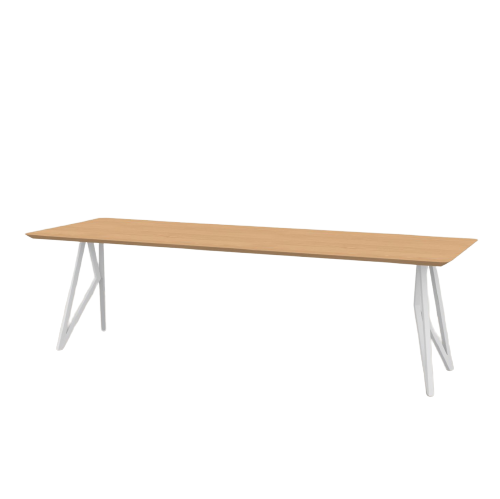 Studio HENK tafel Butterfly Rechthoekig - wit frame, hardwax light 3041 240 x 90 cm | HWO NL 3041 | Verjongde Rand | Frame Wit