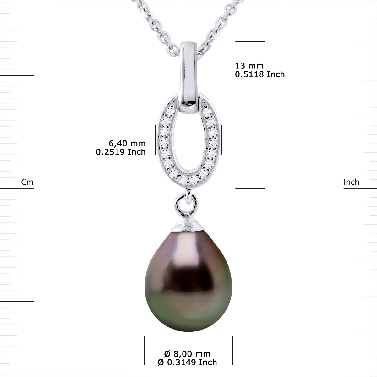 Collier Joaillerie Perle de Tahiti Poire 8-9 mm Argent 925