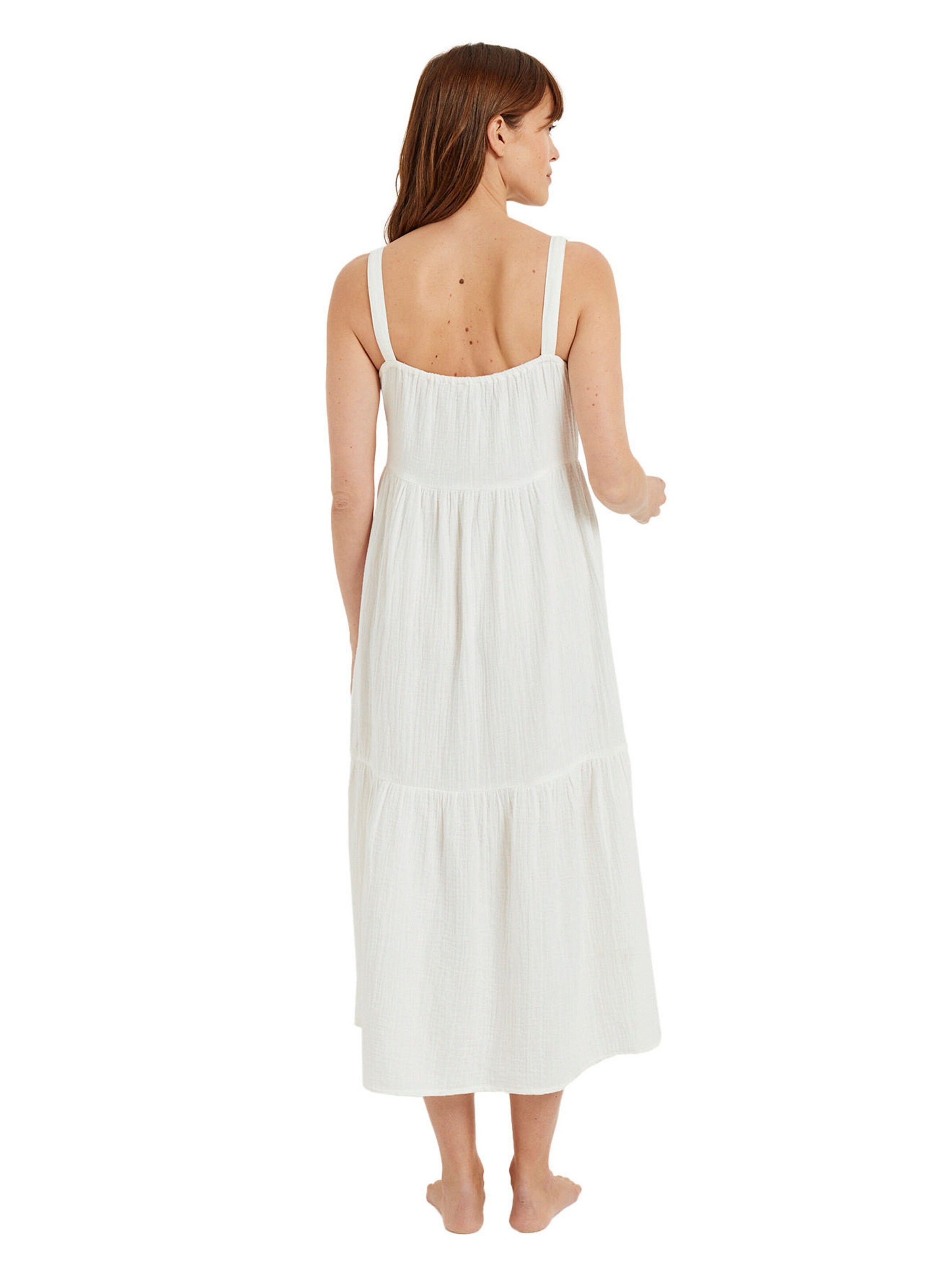 Vertbaudet Trägerkleid für Schwangerschaft & Stillzeit, Musselin weiß