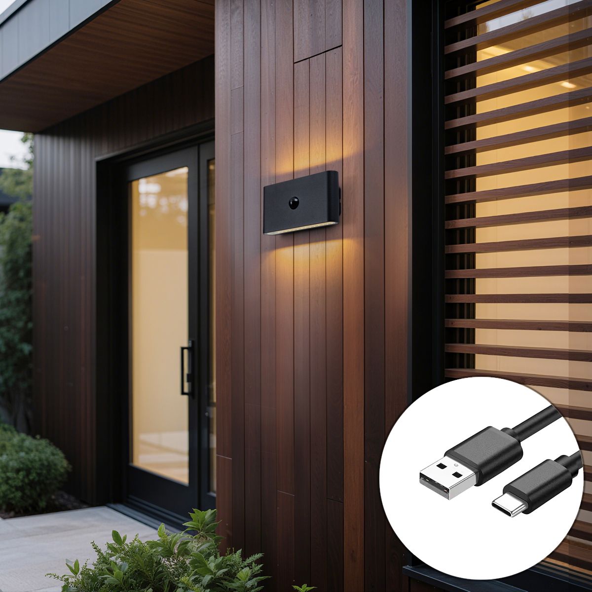 Wandlamp zwart lux sensor magnetisch incl. LED oplaadbaar - Batt
