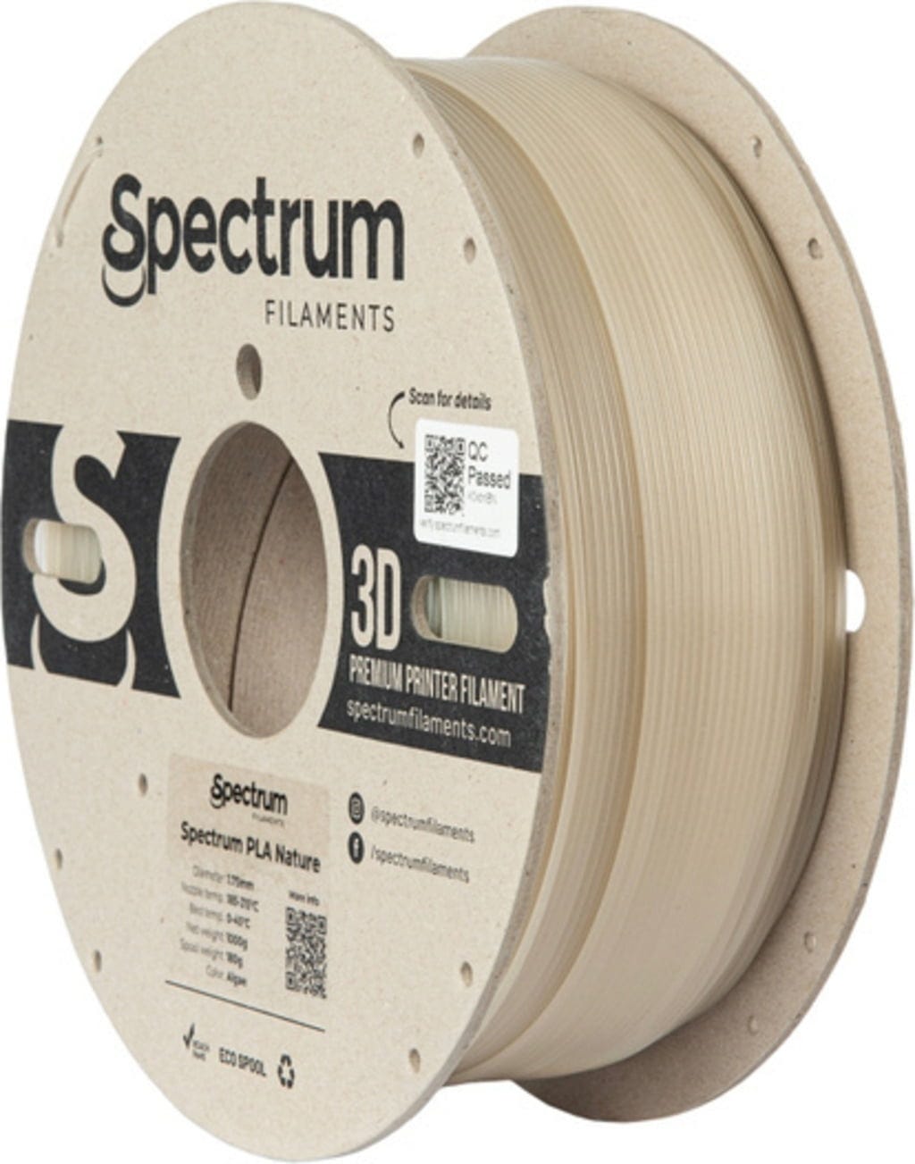 Spectrum  PLA Nature Algae, 1,75 mm / 1000 g    PLA-Filament mit natürlichen Bio-Füllstoffen in Algae