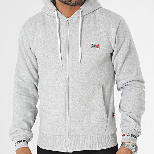 Sweat Zippé Capuche Gris Chiné