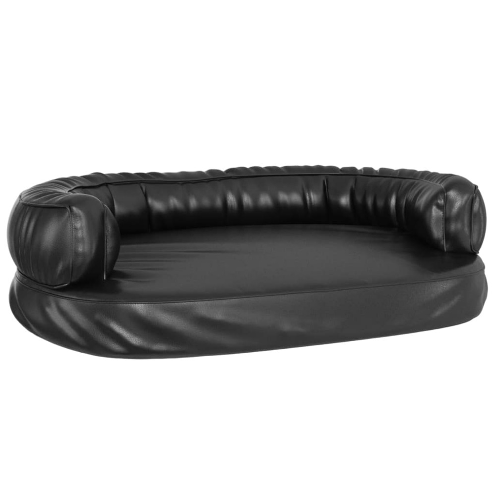Lit pour chien ergonomique mousse noir 75x53 cm similicuir