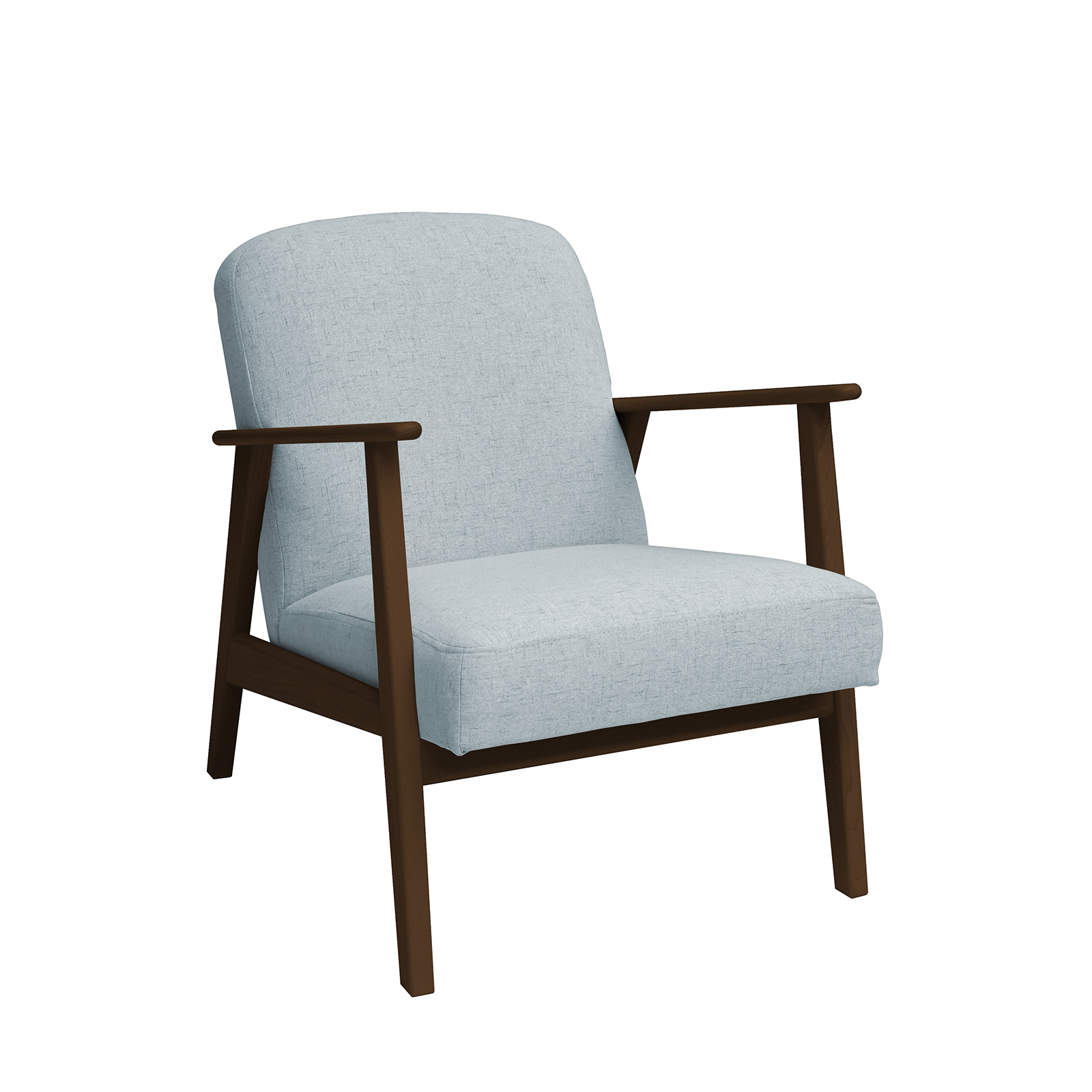 Sessel - pastellblau - Füße dunkelbraun - 63 cm breit