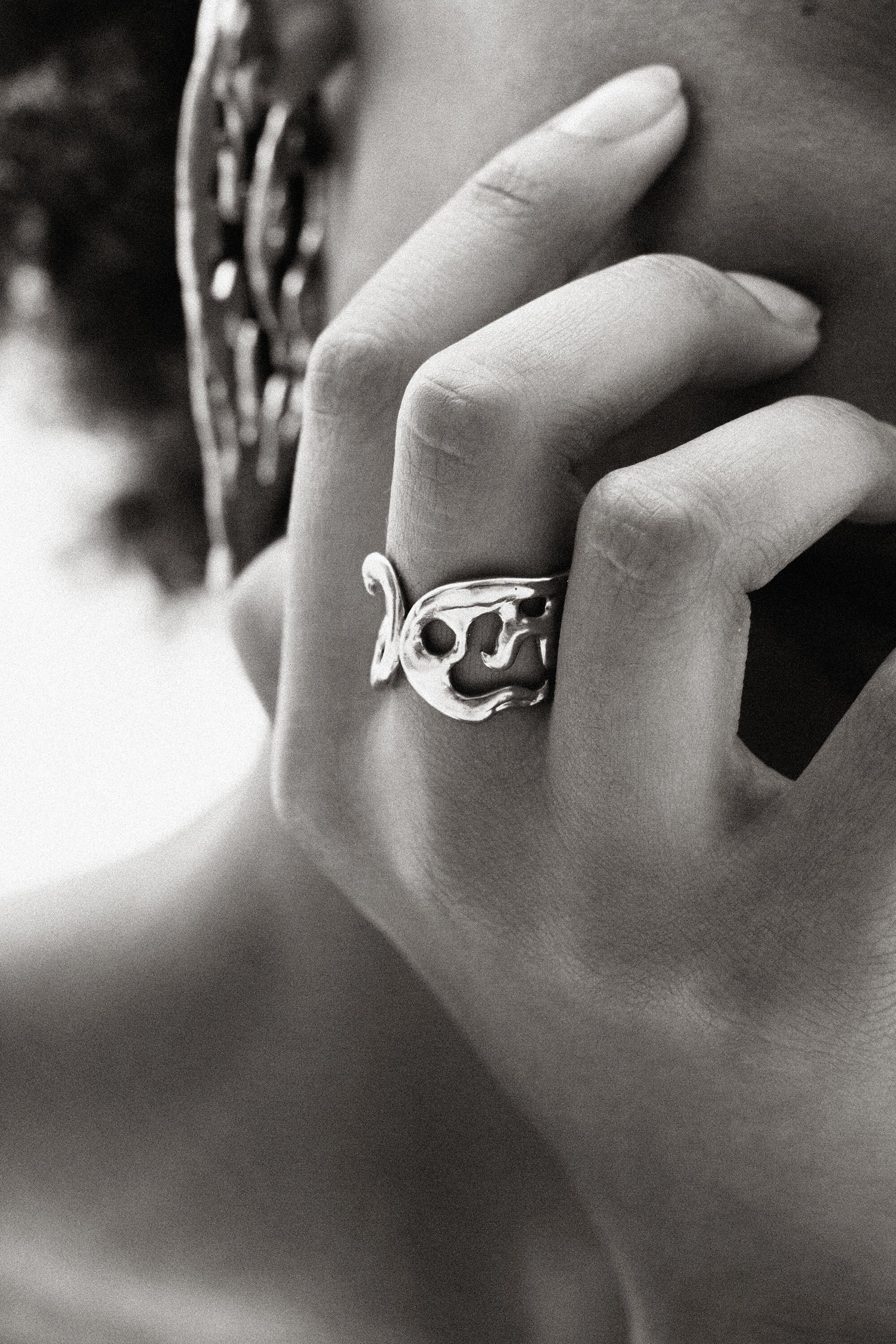 Bague formes organiques plaquée argent Zalio