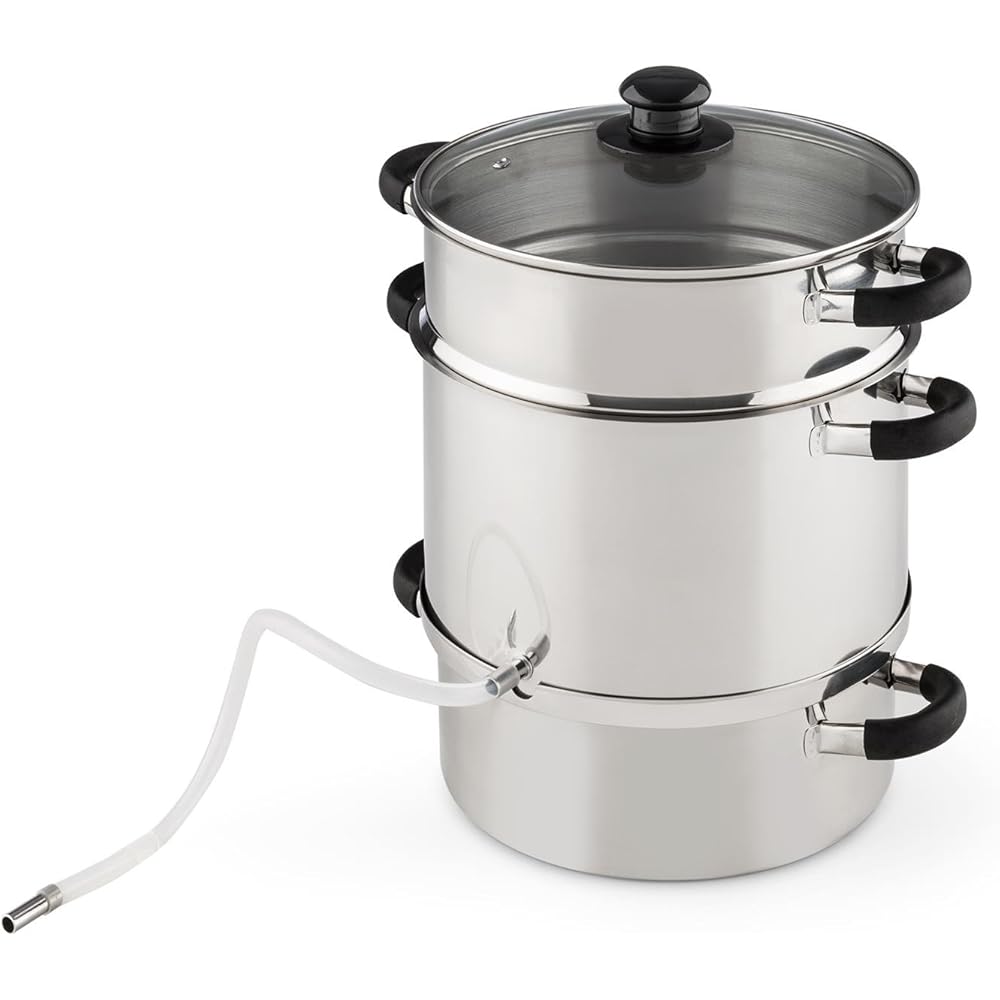 KLARSTEIN Applebee Extracteur de jus électrique à Vapeur - Confection intégrale en INOX, Poignées Cool-Touch, Chauffage intégré de 1500 W, Réservoir de Fruits avec Un Volume de 8 L : Cuisine et Maison
