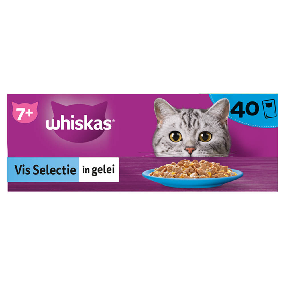 Whiskas Fish Favourites 7  Mega Pack - Kattenvoer - 40x85 gram - 85 Gram - tonijn, zalm