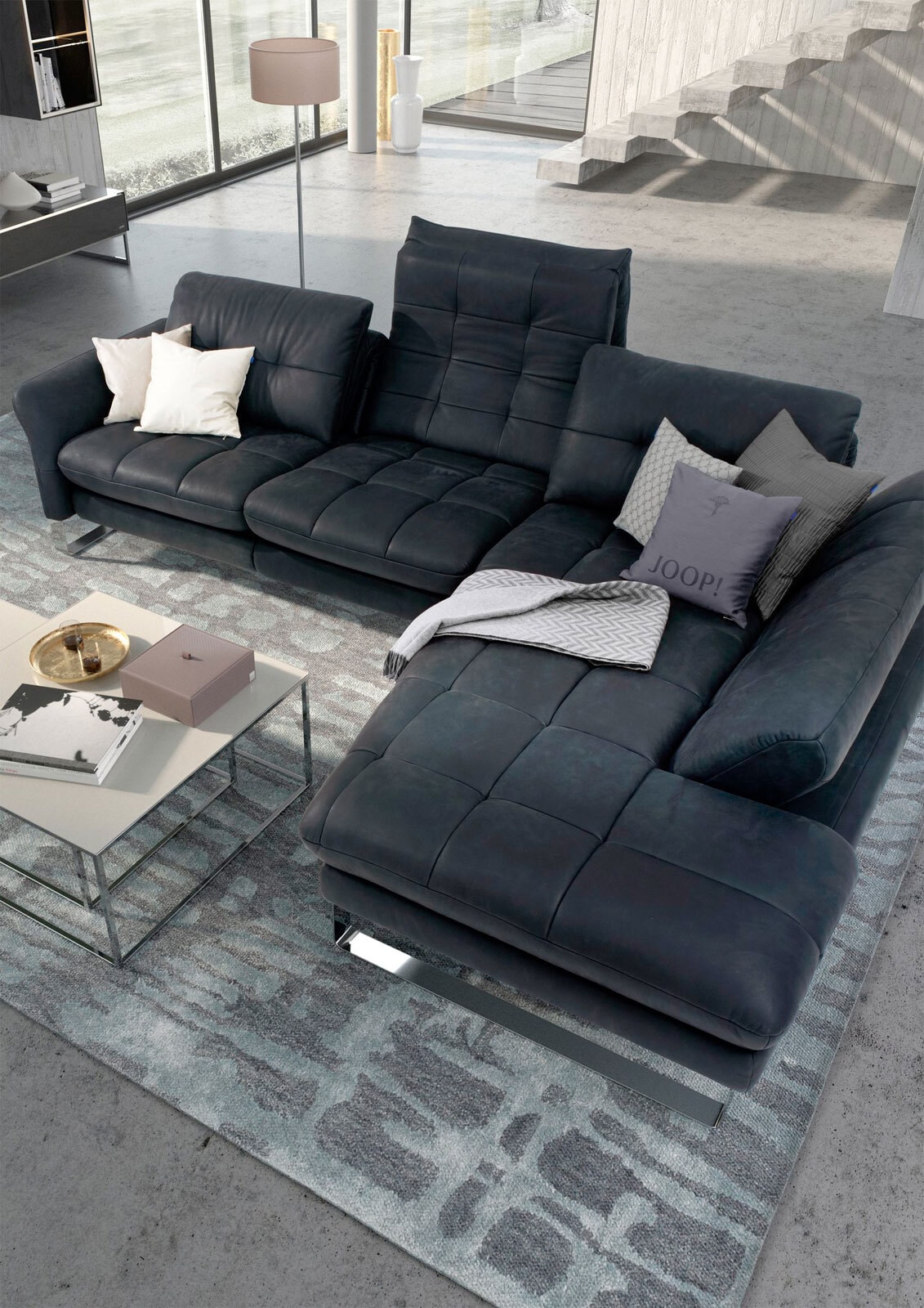 JOOP! Ecksofa 309 x 211 cm Leder bison