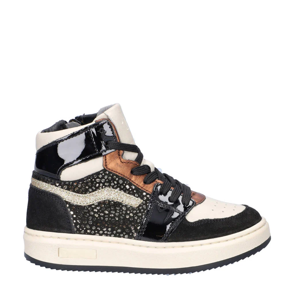 Nelson Kids leren sneakers zwart multi