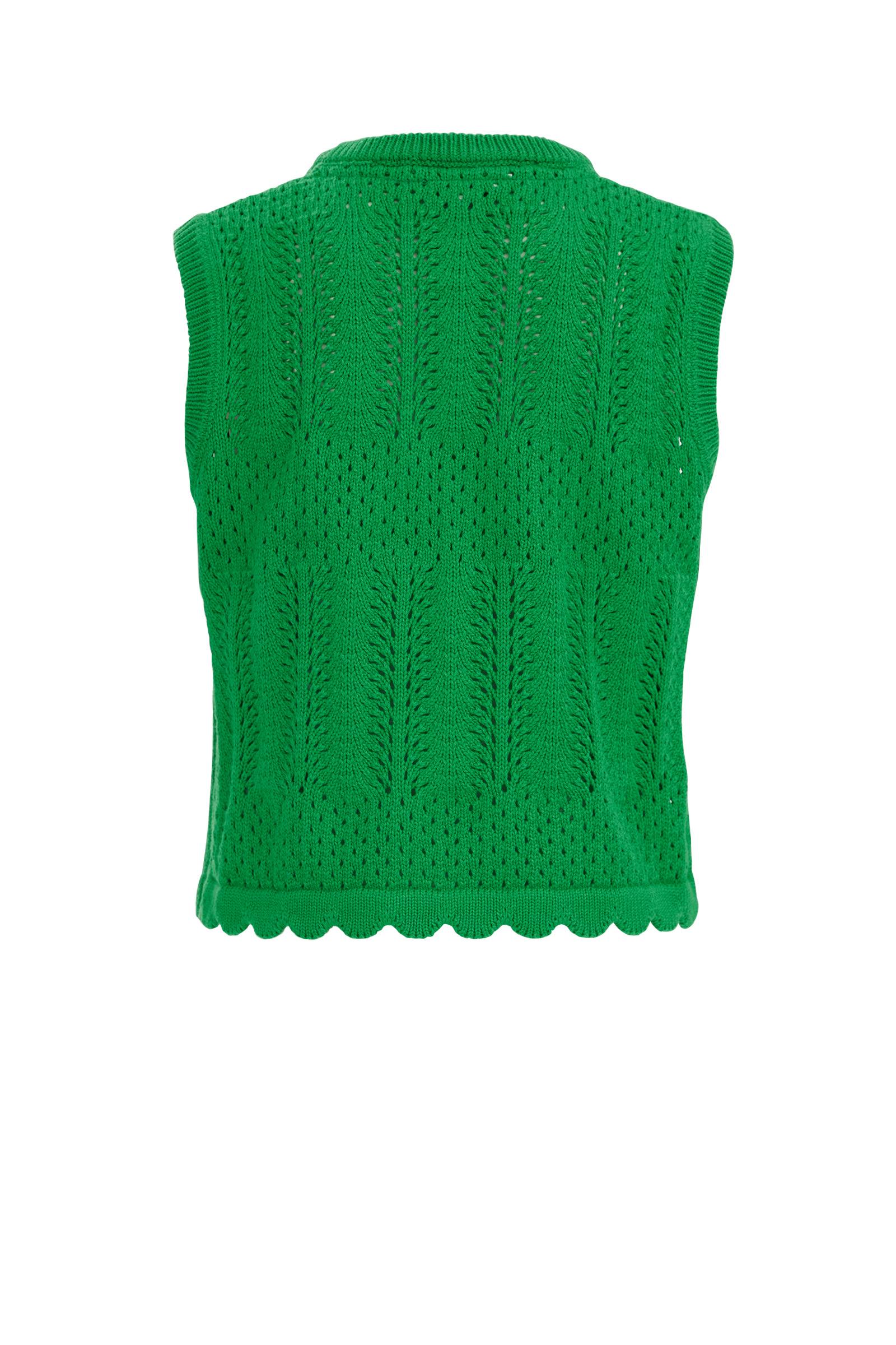 Meisjes singlet met opengewerkt dessin WE Fashion Felgroen