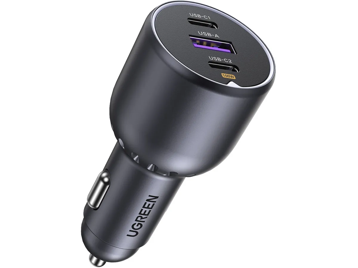 (130W) Dual USB C / USB A Auto KFZ Ladegerät Car Charger Schnellladegerät für Zigarettenanzünder Power Delivery (35025) - Grau