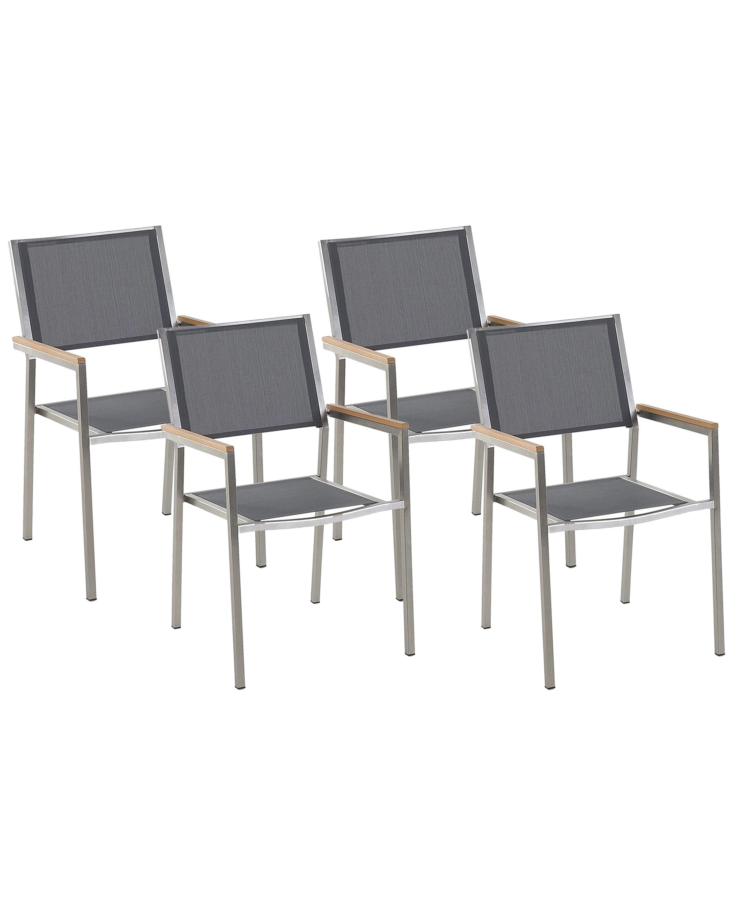 Set van 4 tuinstoelen GROSSETO Roestvrij staal Grijs
