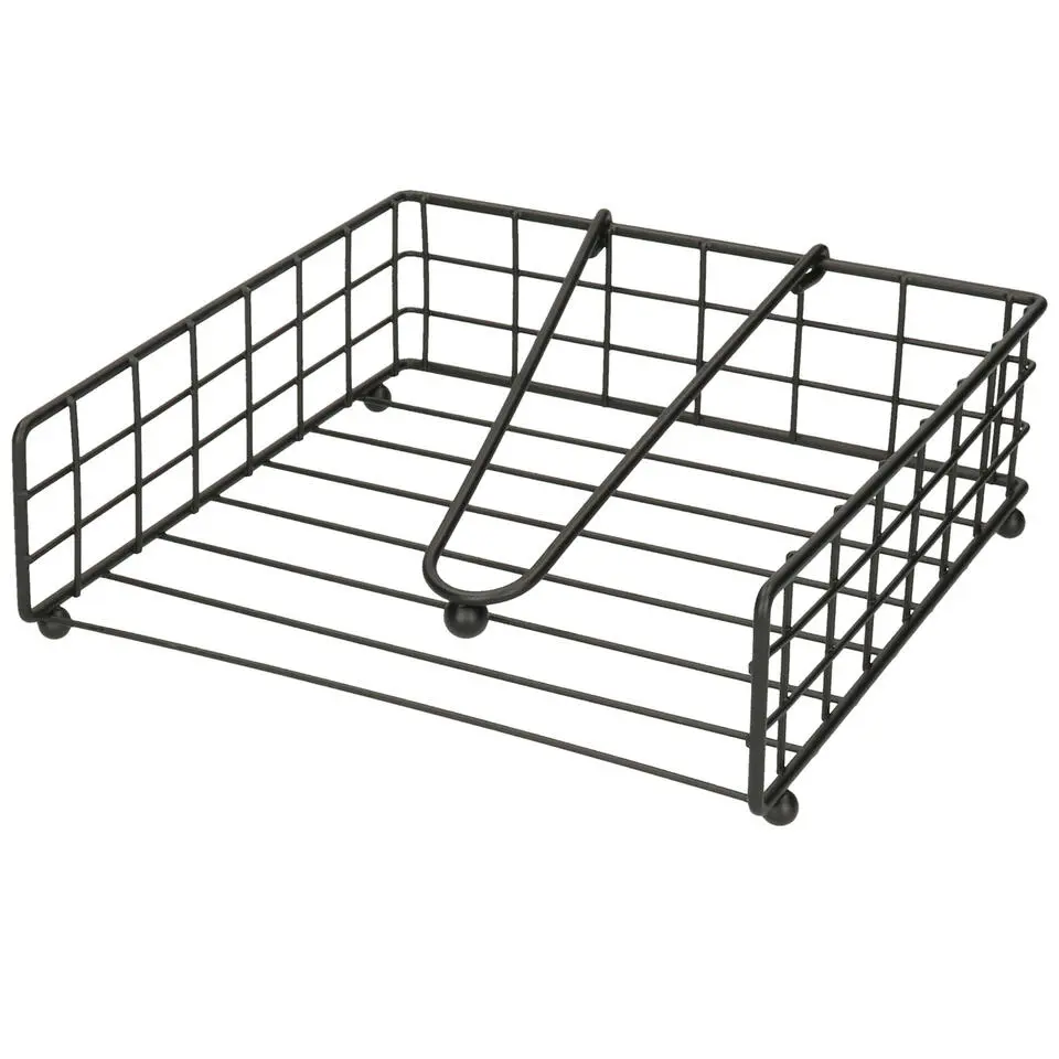 Artex Servettenhouder met stop - zwart - metaal - 21 cm
