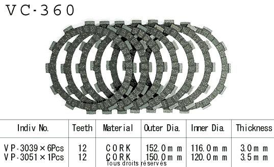 Kyoto - Disques garnis d'embrayage VC360