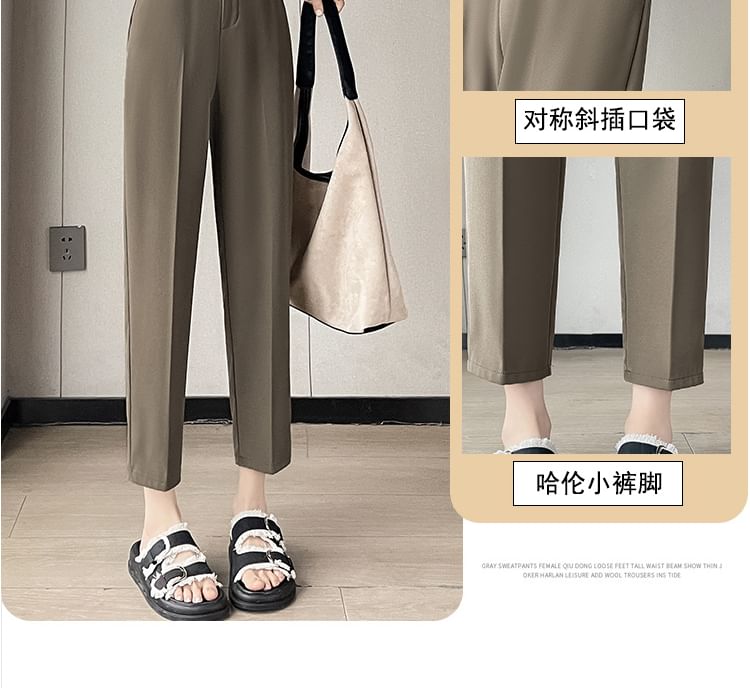 Jaqmine - Hoge taille effen cropped taps toelopende pantalon