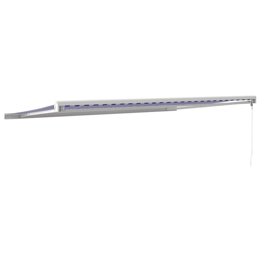 Auvent rétractable bleu et blanc 5x3 m tissu et aluminium