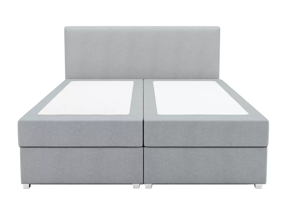 Ensemble complet boxspring tête de lit + sommier + matelas + surmatelas - 160 x 200 cm - Tissu - Gris clair - ONAN de YSMÉE