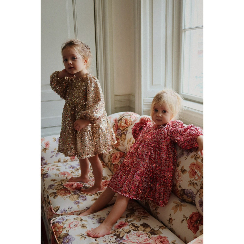 Køb Konges Sløjd Gold Glitter Lila Sequins Sløjfe Kjole