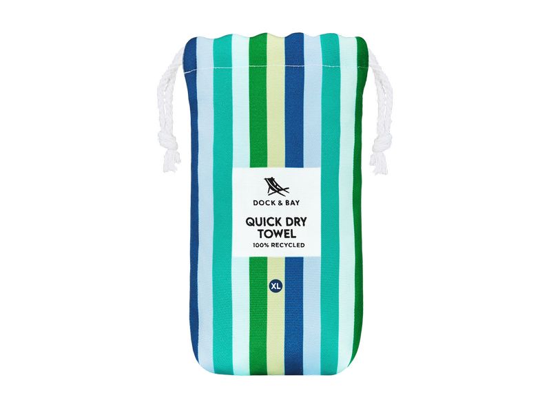 Dock & Bay Strandtuch Cool Lagoon 200 cm x 90 cm, Mehrfarbi Badetuch mit praktischem Stoff-Beutel