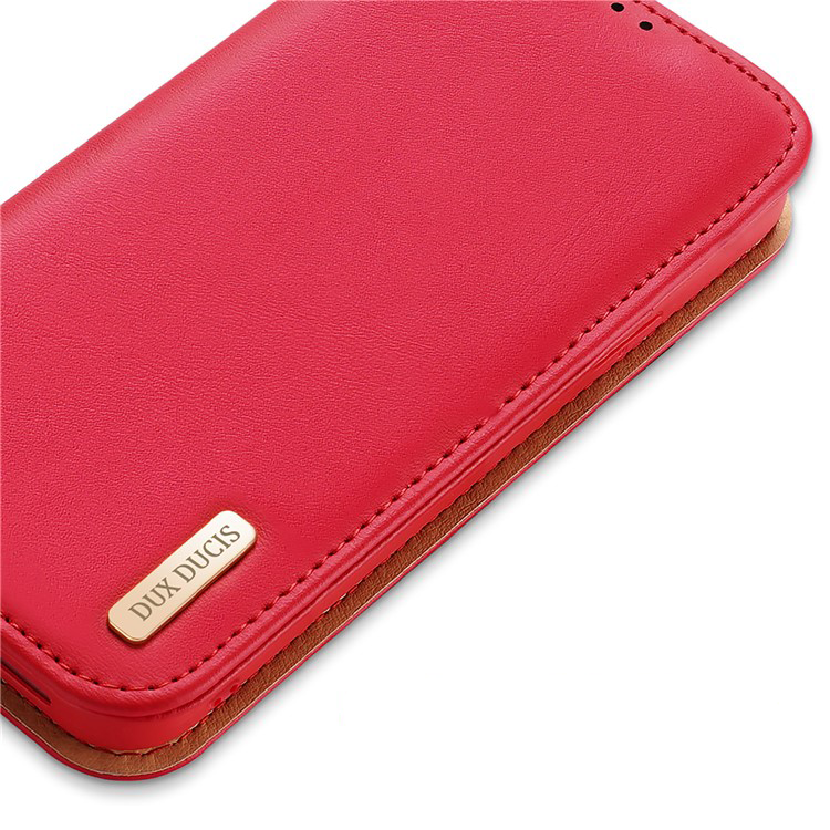 iPhone 15 Pro Max Flip Wallet Cover Echtleder Tasche (RFID Schutz) - Rot