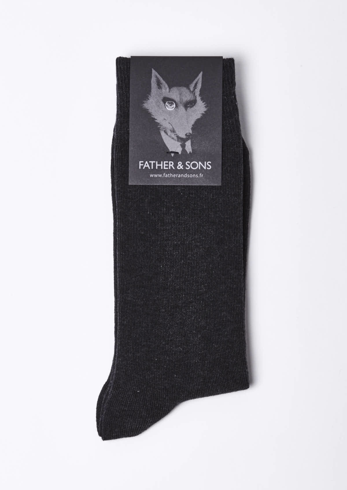 Chaussettes en coton mélangé uni gris anthracite chiné