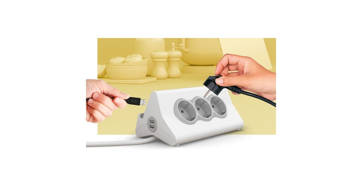 LegrandBureaublok stekkerdoos  (Wit (mat), 2x USB-A, tablethouder, 1,5 meter snoer)