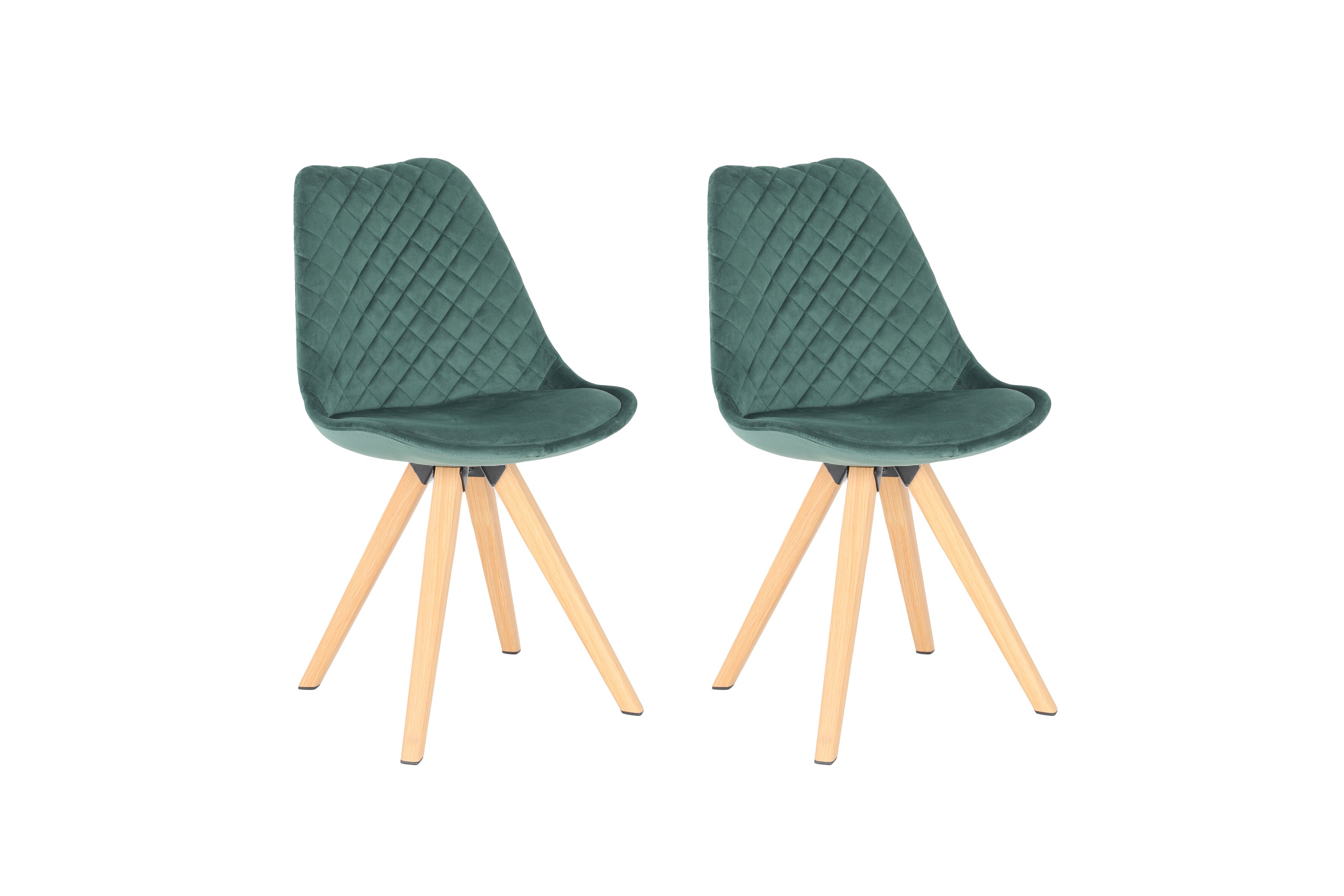byLIVING Esszimmerstuhl ARIK, 2er Set, Samtbezug dunkelgrün, Gestell Eiche-Optik