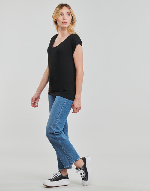 Only - ONLMOSTER S/S LACE V-NECK TOP CS JRS - Noir