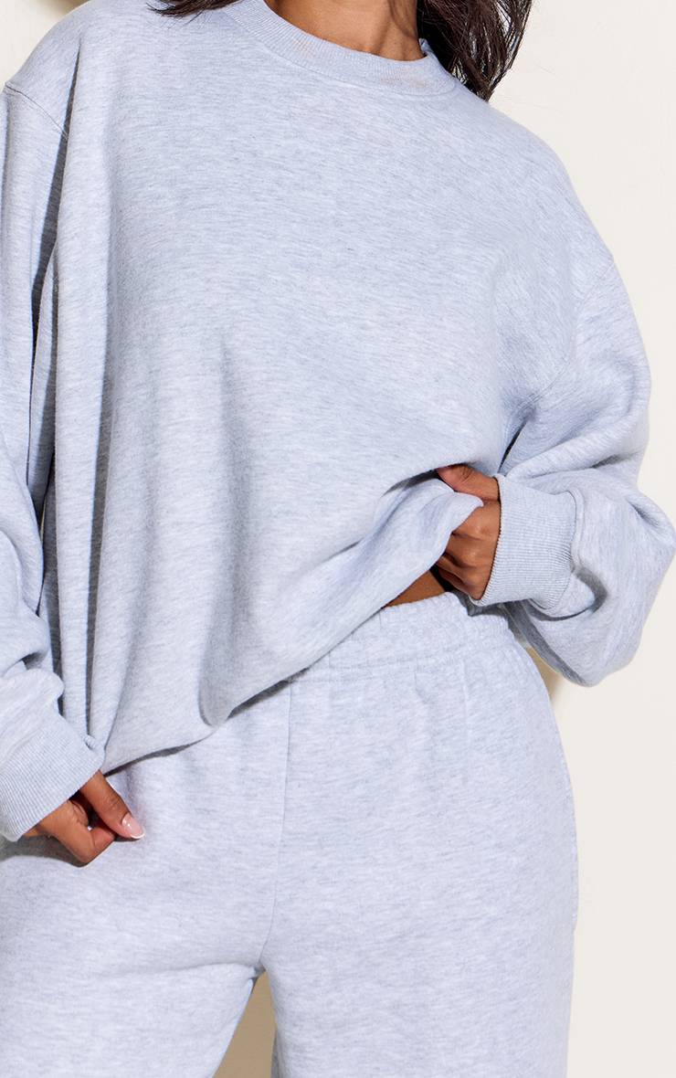 Gris Cendré Sweat-shirt Ample Col Rond Petite Taille
